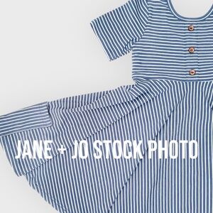 Jane + Jo Clothing Co. 5Y Annie Dress in Steel Blue Stripe. Brand NEW.